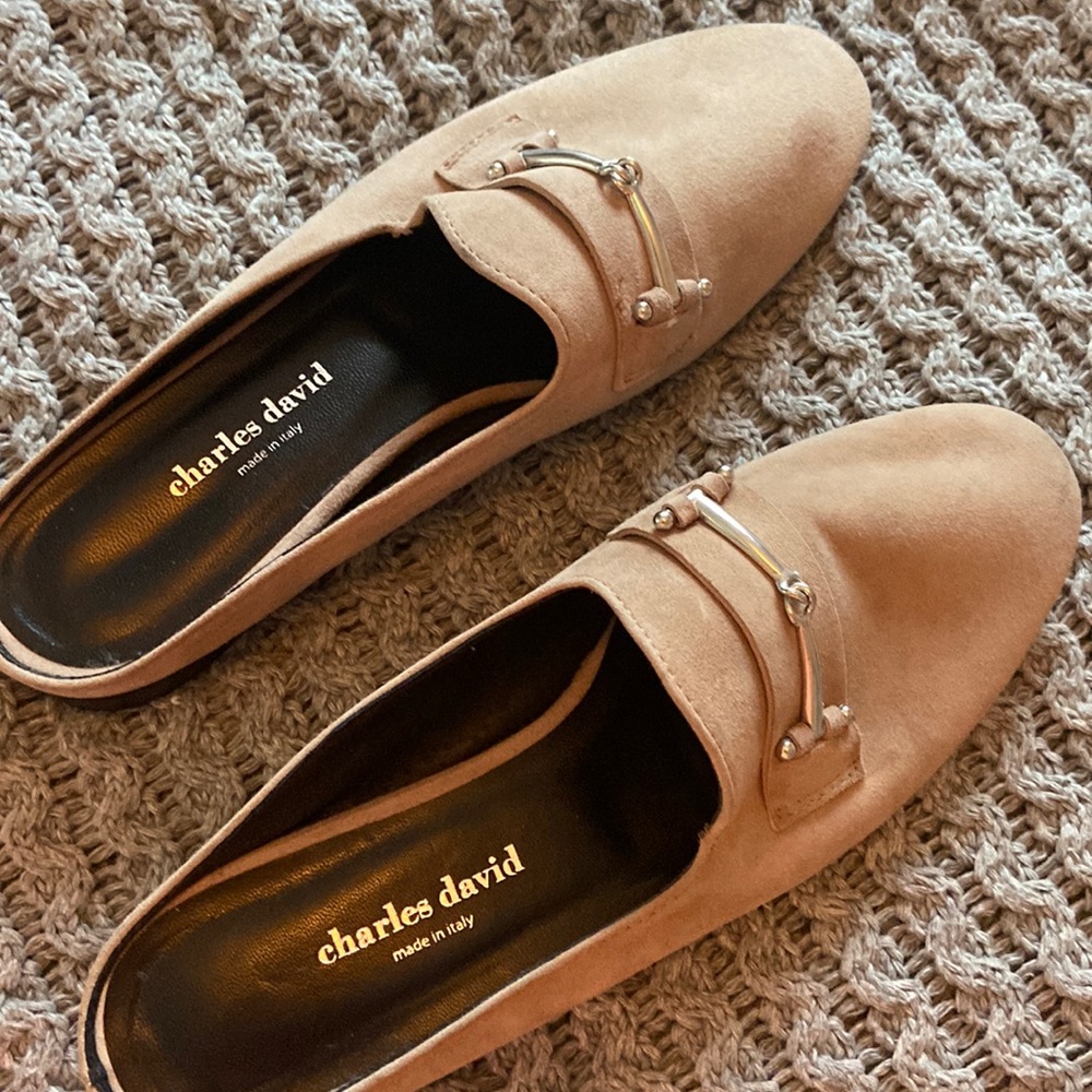 Charles David Tan Sueded Slides
